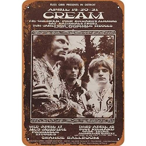 12 x 16 inches Metal Vintage Funny Tin Sign 1967 Cream in Detroit