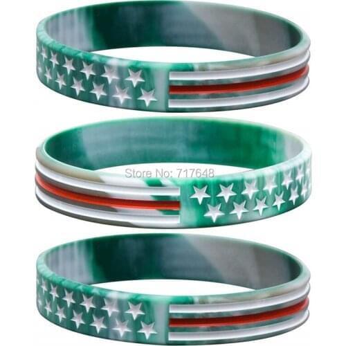 30pcs Military with American USA Flag in Army Green wristband silicone bracelets free shipping by ePacket A