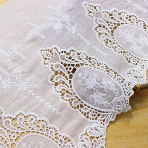 35cm Width 1yard/lot Super Wide Off white Thin Hollow Cotton Embroidery Lace Cloth Fabric Hem Curtain Decoration Accessory X298