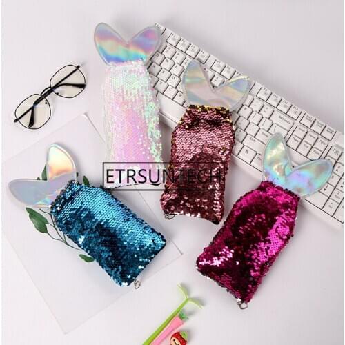 50pcs Novelty Mermaid Sequins Pencil Cases for Girls Pencil Bag Makeup Cosmetic Storage Bag Pouch Coin Purse