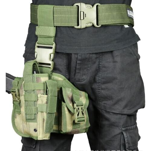 Army Tactical Universal Adjustable Hunting Pistol Molle Drop Leg Stickers Design Nylon Platform Panel W/Pistol Holster Bag Pou
