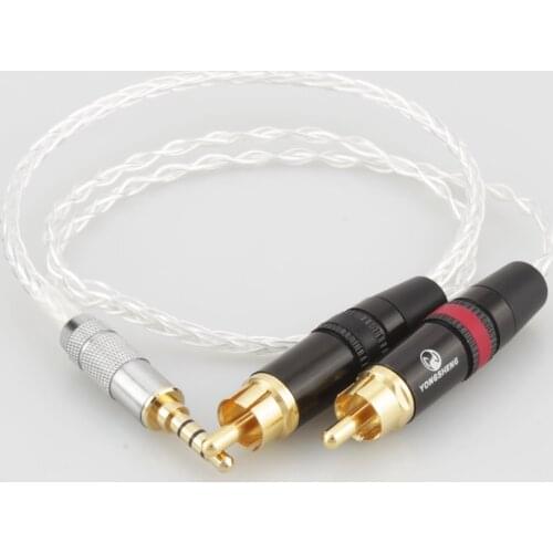 Audiocrast Hi-end 3.5mm Balanced Male to RCA Plug Aux Cable 19x 0.1mm Silver Wire Headphone Amp