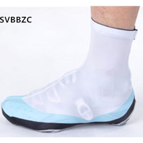 White Blue Cycling Shoe Cover Men Women Bike Shoe Cover MTB Bicycle Zippered Overshoes Riding Quick Dry 1 Pair