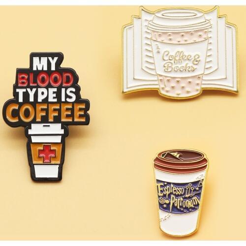 Barista Brooch Retro Coffee Machine Handle Coffee Cup Leaf Flower Badge Birthday Creative Gift Metal Drip Broochs Accessories