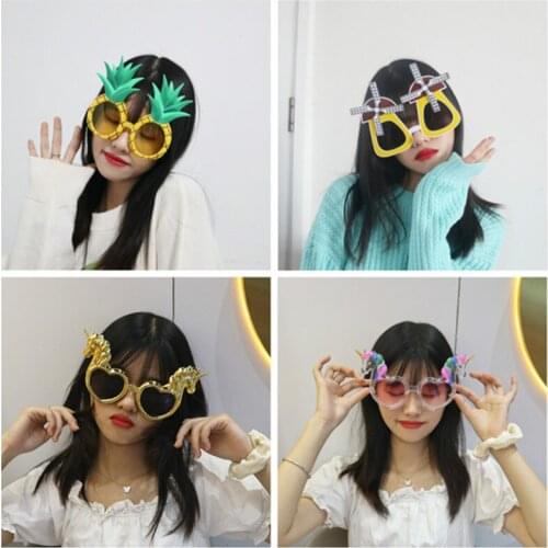 Hawaii Beach Party Pineapple Sunglasses Unicorn Funny GlassesTropical Decorations Summer Luau Hawaiian Party Event Supplies