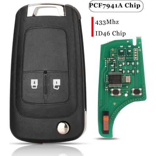 Jingyuqin 10pcs For Opel Vauxhall Corsa D Meriva B 2 Buttons Remote Car Key Fob 433MHz PCF7941A ID46 G4-AM433TX