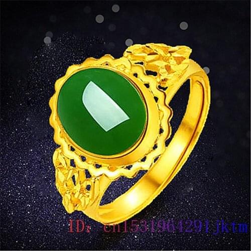 Green Jade Ring Gemstone Jewelry Zircon Crystal Natural Charm Gifts Men Chalcedony Fashion Amulet 925 Silver Women