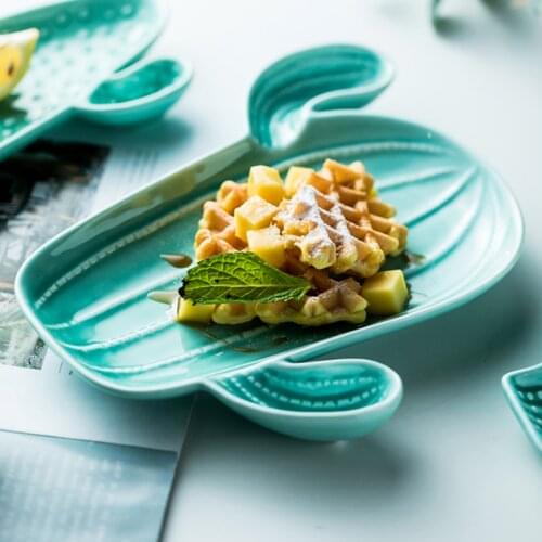 Creative Cactus Ceramic Plate Pendulum Plate Home Fresh Tableware Snack Bowl Kitchen Table Cute Tableware Decoration