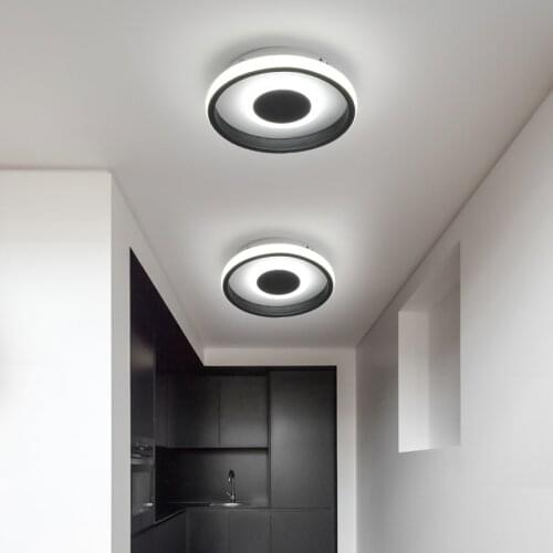 Square round modern LED ceiling lights for aisle corridor kitchen balcony acrylic black white ceiling lamp lighting 110-260V