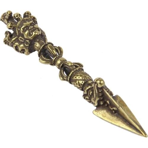 Brass Horse Head Skull Buddha Pestle Buddhist Artifacts Ornaments Vintage Figurines for Home Feng Shui Decorations