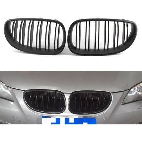 Matte Black Dual Slat Grille Front Grill For BMW E60 E61 M5 5 Series 03-09