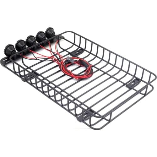 Metal RC Roof Rack & Light for 1/10 Axial SCX10 TRX4 D90 TF2 CC01 RC Crawler Car Luggage Carrier Modification Parts