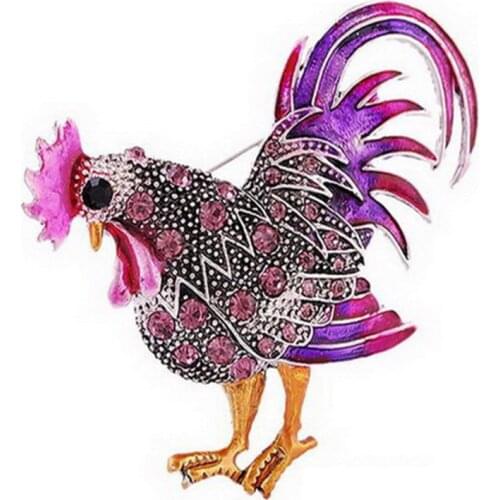Trendy Big Rooster Brooch Jewelry Fashion Multicolor Crystal Rhinestone Brooches Female Animal Pins For Women Hot Sell Charm