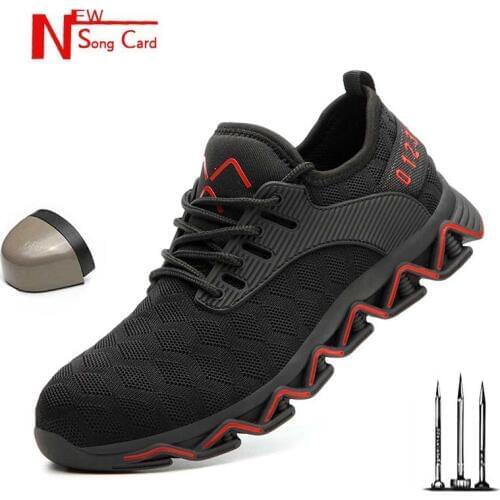 2019 new men breathable wear steel toe cap work safety shoes outdoor non-slip ladle high quality construction work boots Sneaker