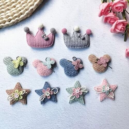 Sew on 20pcs/lot Cartoon cloth art crownand Mickey Padded Patches Appliques For Clothes Sewing Supplies Decoration