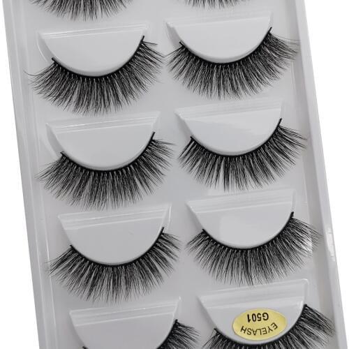 5 Pairs 3D Mink Makeup Lashes Natural Long Fake Eyelashes Volume Mink Eyelashes Faux Mink False Eyelashes Wispy Lashes