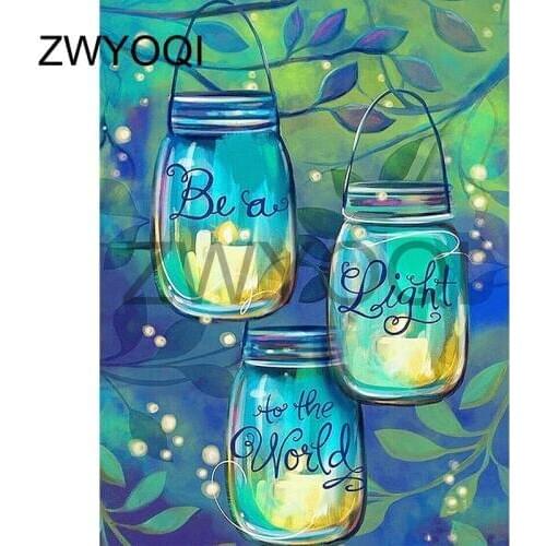 Full Round Diamond embroidery Glass bottle DIY 3D Diamond mosaic Full Square Diamond painting Cross stitch Glass bottle light