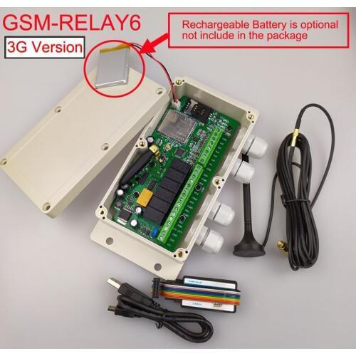 New Version 6 relay output and 6 alarm input 3G / GSM remote controller Support SMS, Dial to control battery for power off alert