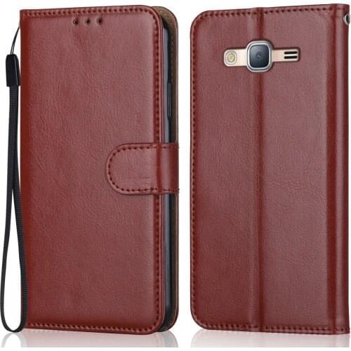 Folio Luxury Leather Case for On Samsung Galaxy J2 Ace G532 5'' Wallet Stand Flip Case Phone Bag with Strap