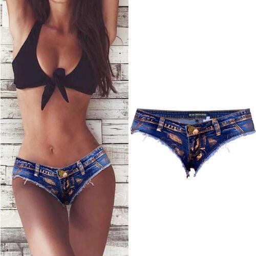 Sexy Women Stretch Micro Shorts Jeans Booty Erotic Night Club Skinny Super Mini Denim Trousers Twerking Outfits Summer Clubwear