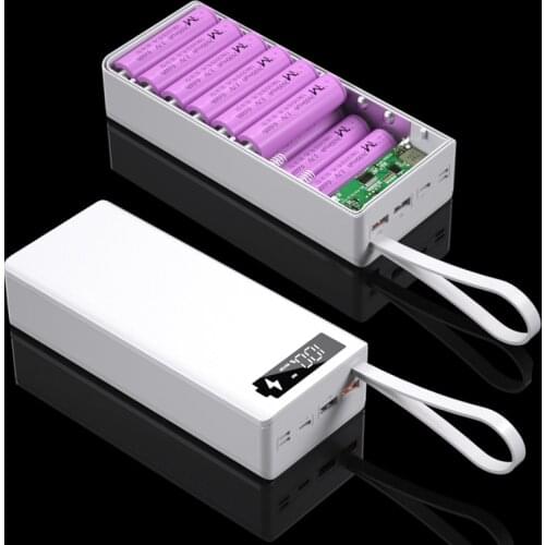 Detachable LCD Display DIY 16x18650 Battery Case Power Bank Shell Quick Charge 18650 battery Holder Charging Box Without Battery