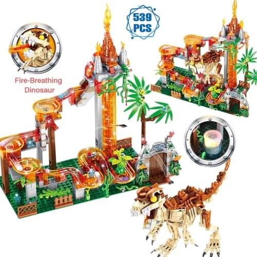Technical Creator Jurassic Dinosaur Model Building Blocks Electric Track Running Ball Bricks Toys Toys for Boys Friends Gifts