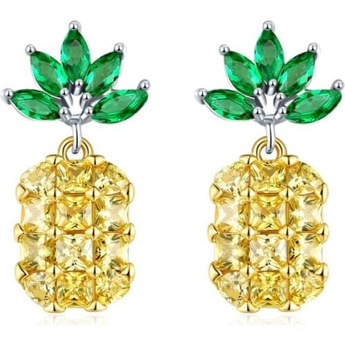 YJGS Pineapple Crystal Earrings for Women Hot Sale Boho Rhinestone Statement Drop Dangle Earring Fashion Jewelry Bijoux