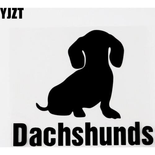 YJZT 15.6CM×13.1CM Interesting Animal Dachshunds Car Sticker Decal Black/Silver Vinyl 8C-0680