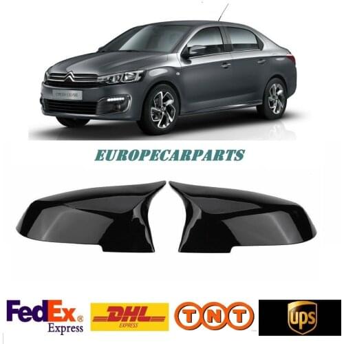 For Citroen C-Elysee 2012-2019 Bat Mirror Cover Piano Black 2 pieces