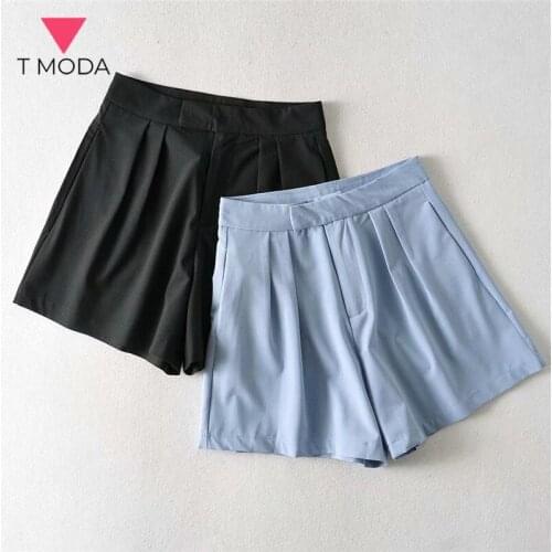 T MODA 2021 Summer Women Chic Fashion Side Pockets Linen Bermuda Shorts Vintage High Waist Zipper Fly Female Short Pants Mujer