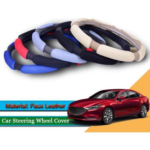 1pcs Car Styling Leather Car Steering Wheel Cover Car Steering-wheel Hubs Interior Automobiles Accessories For Mazda 6 2011-2020