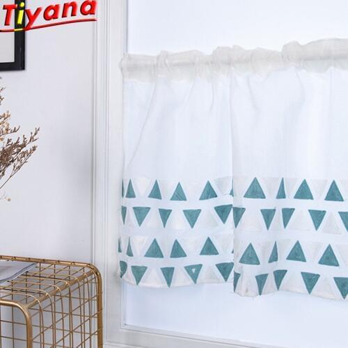 1pcs Embroidery Kitchen Curtains for Kitchen Curtains Modern Home Decor 100*50 Rod Pocket Curtains for Small Window DL050#30