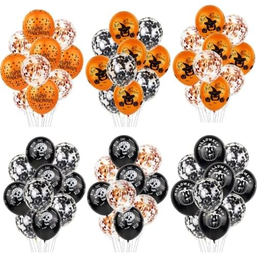 10pcs Scary Skull Pumpkin Latex Ballons Happy Halloween Decoration Confetti Air Balloons Birthday Party Halloween Supplies