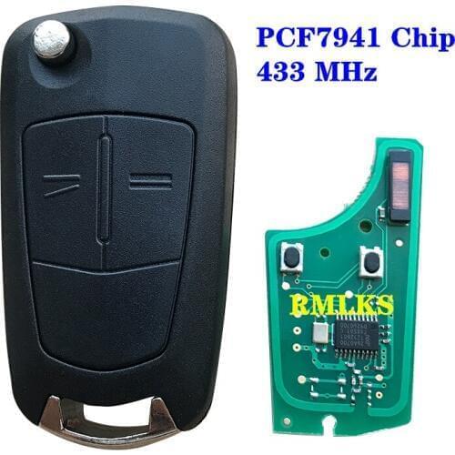 2X Fit For Opel Astra H Zafira B Corsa D Flip Key Remote 2 Buttons Complete Remote Key Fob 433Mhz T14 ID46 PCF7941 Chip