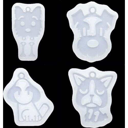 4 Styles pet dogs Liquid silicone mold DIY resin jewelry pendant necklace pendant mold resin molds for jewelry