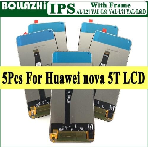 5 Piece/lot Display For Huawei Nova 5T LCD Touch Screen Digitizer Assembly For YAL-L21 L61A L61D L71A LCD Repair Part With Frame