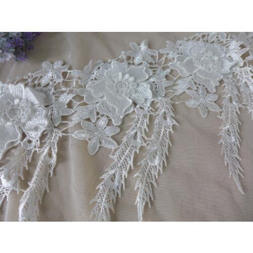 5 Yards High Quality Venice Lace Trim In White Embroidered Floral Lace Trimming For Wedding Decoration, Bridal Gowns