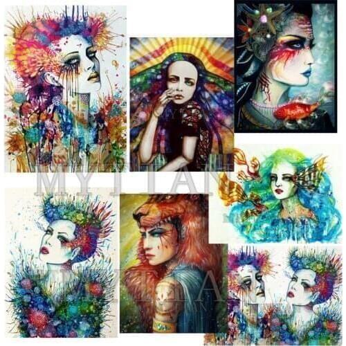 Diy diamond painting oil girl hat crystal art craft cross stitch 5d diamond embroidery modern wall sticker mosaic painting decor