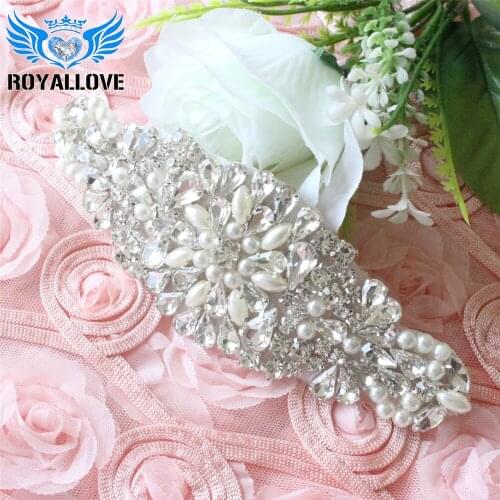 30pieces) Handmade Hotfix Crystal Pearl Sliver Rhinestone Applique for Garments Dresses Headbands Bridal Garters Wedding Sash