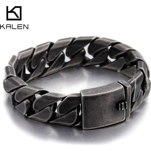 17mm Matte Bike Cuban Chain Bracelets For Men Chunky Stainless Steel 316L Brushed Link Chain Bracelet Male Jewelry