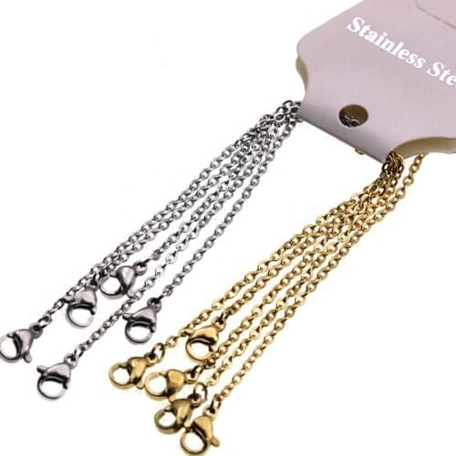 10pcs Chains Necklace 1.5mm 2mm Men Women Gold Steel Stainless Steel Link Cuban Chain Necklaces For Jewelry DIY 45 50 cm Long