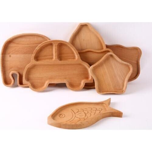 Wholesale beech childrens tableware solid wood tray childrens dinner plate