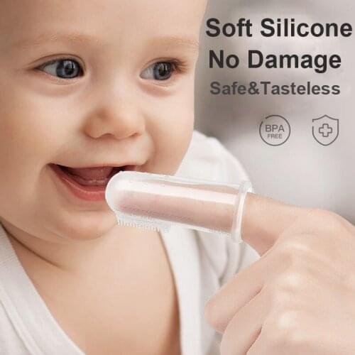 Baby Finger Toothbrush Silicon Toothbrush+Box Children Teeth Clear Soft Silicone Infant Tooth Brush Rubber Cleaning