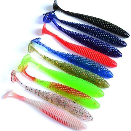 1 Pcs 2.4g/8.5cm Pesca Artificial T-Tail Soft Lure Japan Shad Worm Swim Baits Jig Head Fly Fishing Silicon Rubber Fish FA-25