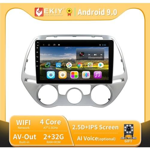 EKIY 9'' Manual Air Conditioning Car Radio For Hyundai I20 2012 2013 2014 Auto DVD GPS Stereo Audio Navigation 2 Din No 2 Din