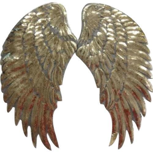 T shirt Women iron on patch sequins 33cm wings deal with it biker patches for clothing stickers 3d t shirt mens free shipping