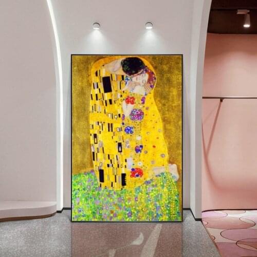 Gustav Klimt The Kiss Oil Paintings Print on Canvas Art Posters and Prints Famous Art Canvas Pictures for Living Room Cuadros