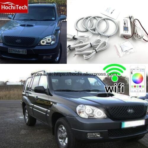 HochiTech Excellent RGB Multi-Color halo rings kit car styling for Hyundai Terracan 2001-2007 angel eyes wifi remote control