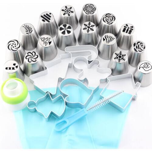 Pastry Nozzles Tips Russian-Style Icing Piping Decorating Tips Flower Cake Nozzles Decorating Tools Stainless Steel 25Pcs/Set