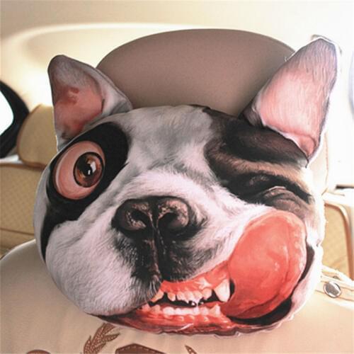 1pc Creative 3D SharPei Dog Face Car Neck Pillow Soft Auto Head Neck Rest Cushion Headrest Pillow Activated Carbon Seat Covers